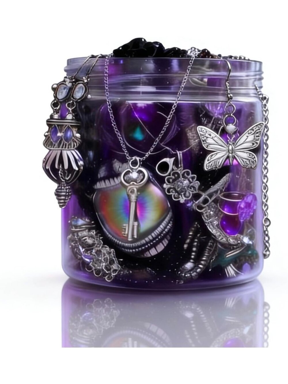 Mystical Gothic Fairycore Jewelry Jar, Unique Gift for Women, Witchy Charm